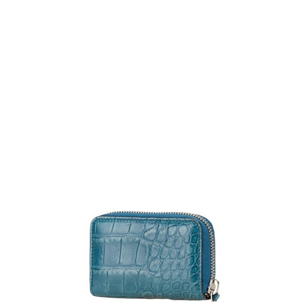 Gucci Crocodile Embossed Wallet/Coin Case 250983 Blue Leather Women's GUCCI - Picture 2 of 10